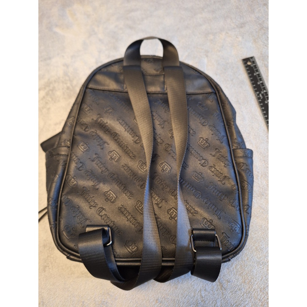 Juicy Couture Black Embossed Gothic Logo Backpack with Coin Purse Accessory - Picture 5 of 8